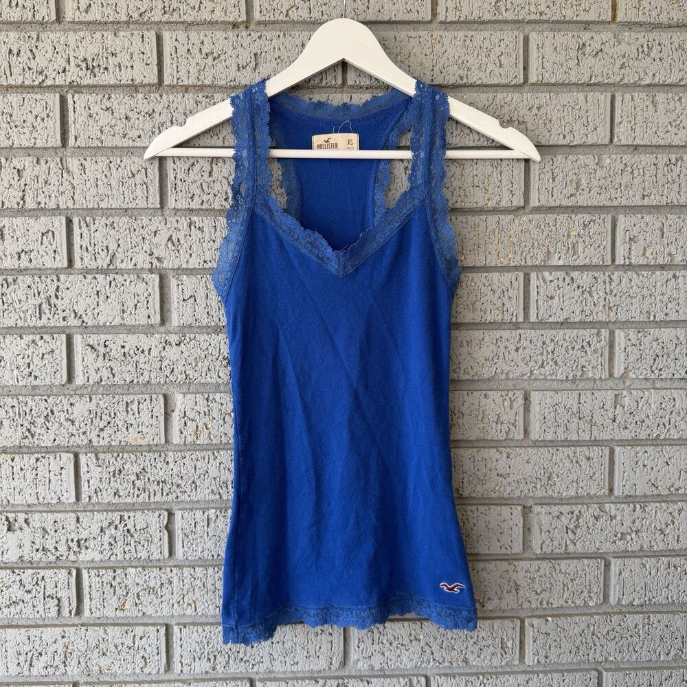 Vintage Y2K Hollister Blue Lace Camo Tank Top XS Elena Gilbert Bella Swan